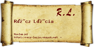 Rácz Lúcia névjegykártya